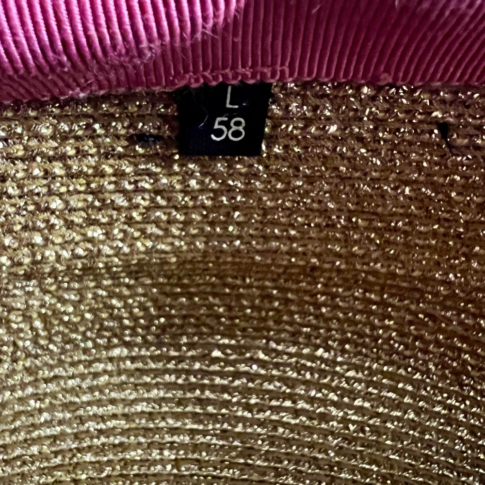 Gucci Gold Boater Sun Straw Hat with Black Band and Bee Emblem Size L (58cm) - Picture 6 of 6